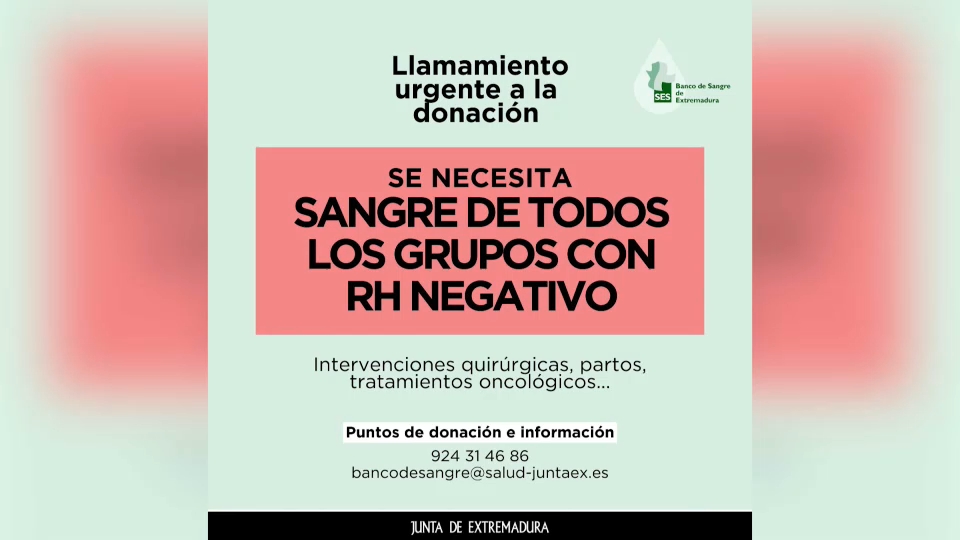 El Banco De Sangre De Extremadura Necesita Sangre Rh Negativo Canal